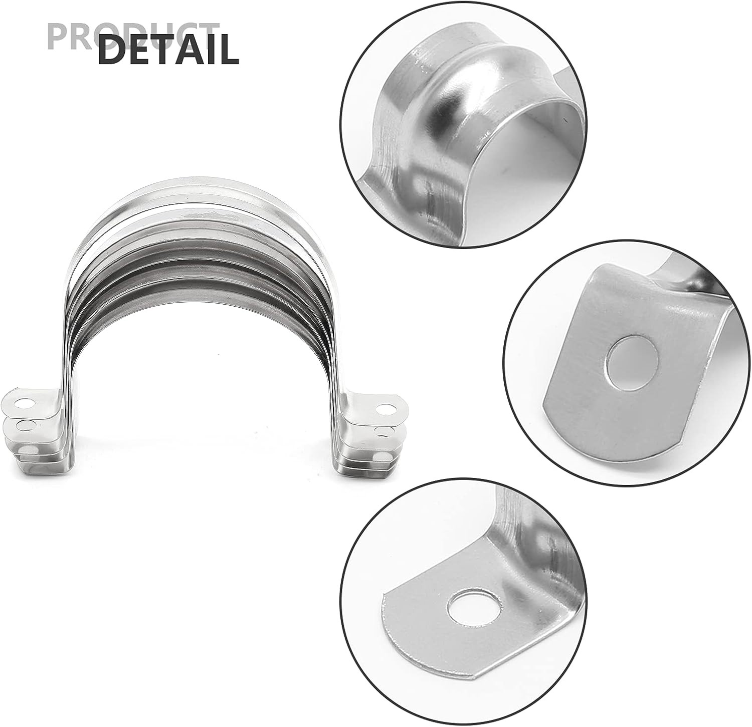 10Pcs 3 Inch Stainless Steel Large Conduit Clamps, Two Hole Strap U Bracket Rigi