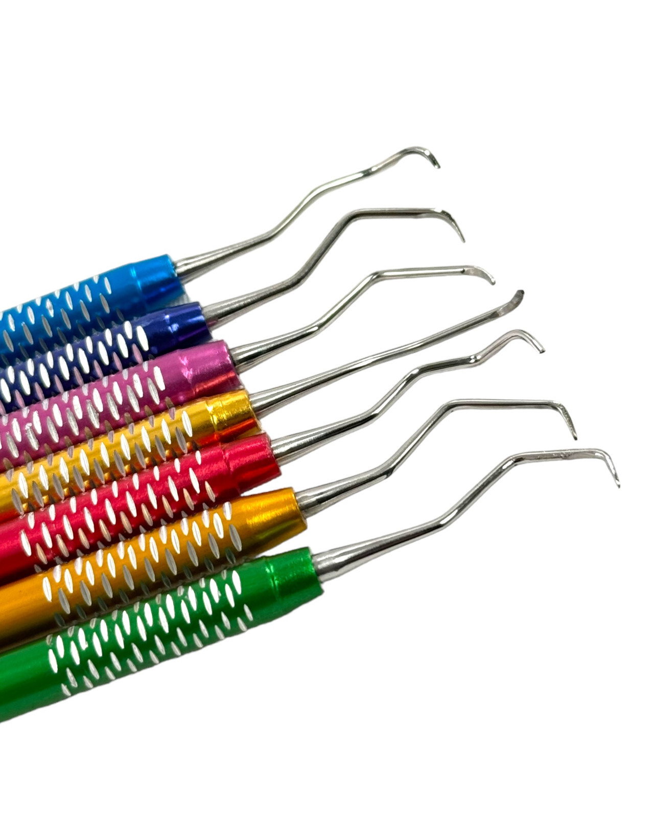 7PC HIGH GRADE GRACEY CURETTE SCALER MULTICOLOR PERIODONTAL DENTAL INSTRUMENTS