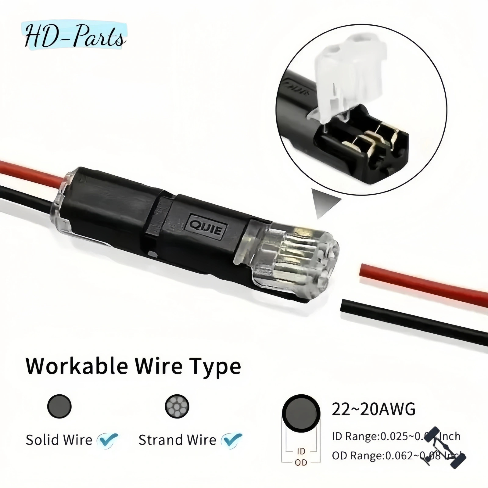 50Pcs 2-Pin Wire Cable Snap Connectors 22-18 AWG For LED Strip Speaker Wiring