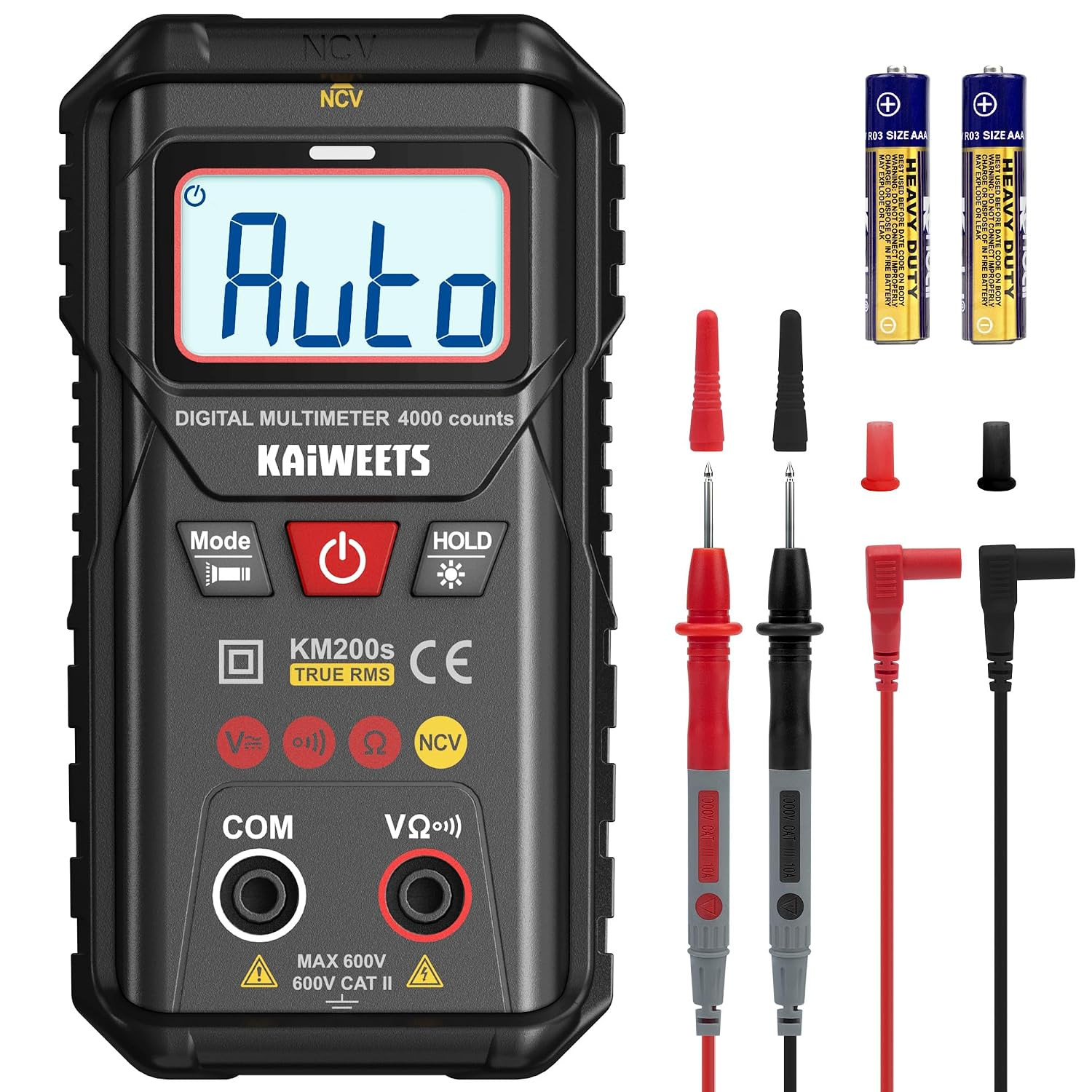 KAIWEETS Km200S Smart Digital Multimeter True RMS, 4000 Counts, Auto Ranging