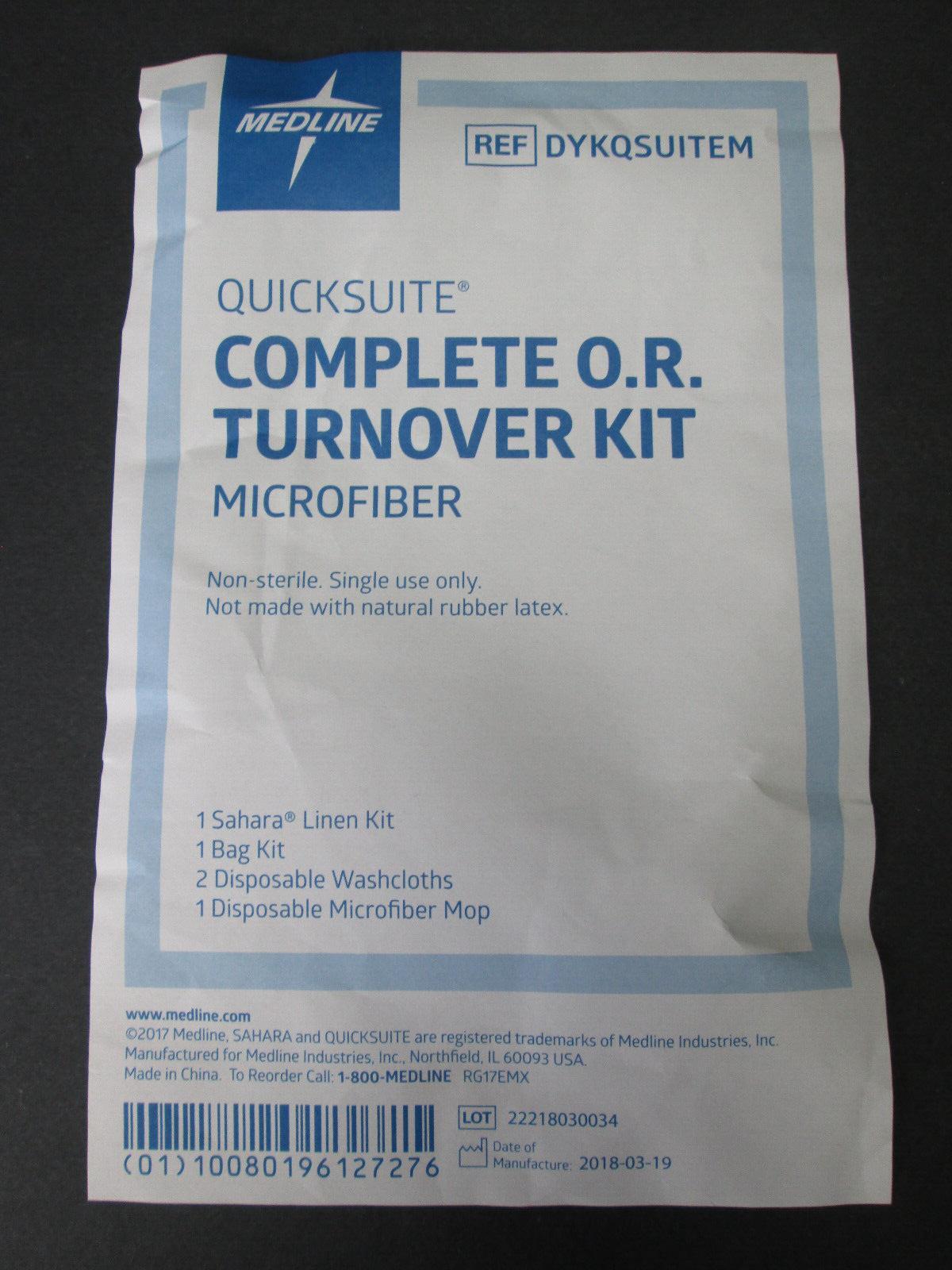 New Medline Quicksuite Complete O.R. OR Turnover Kit Sahara Linen Bag Mop Cloth