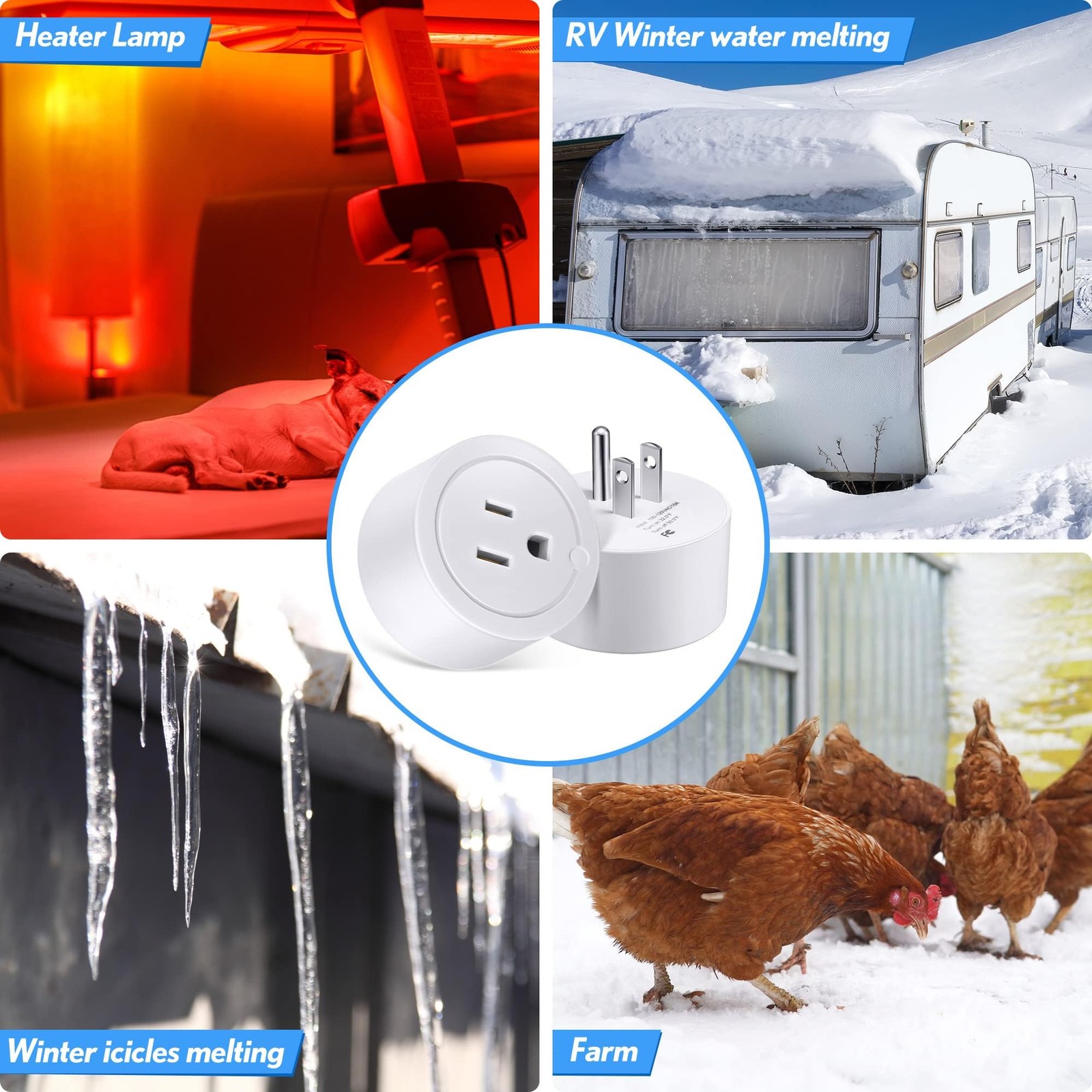 2 Pieces Thermostatically Controlled Outlet, On at 32°F/Off 50 °F White