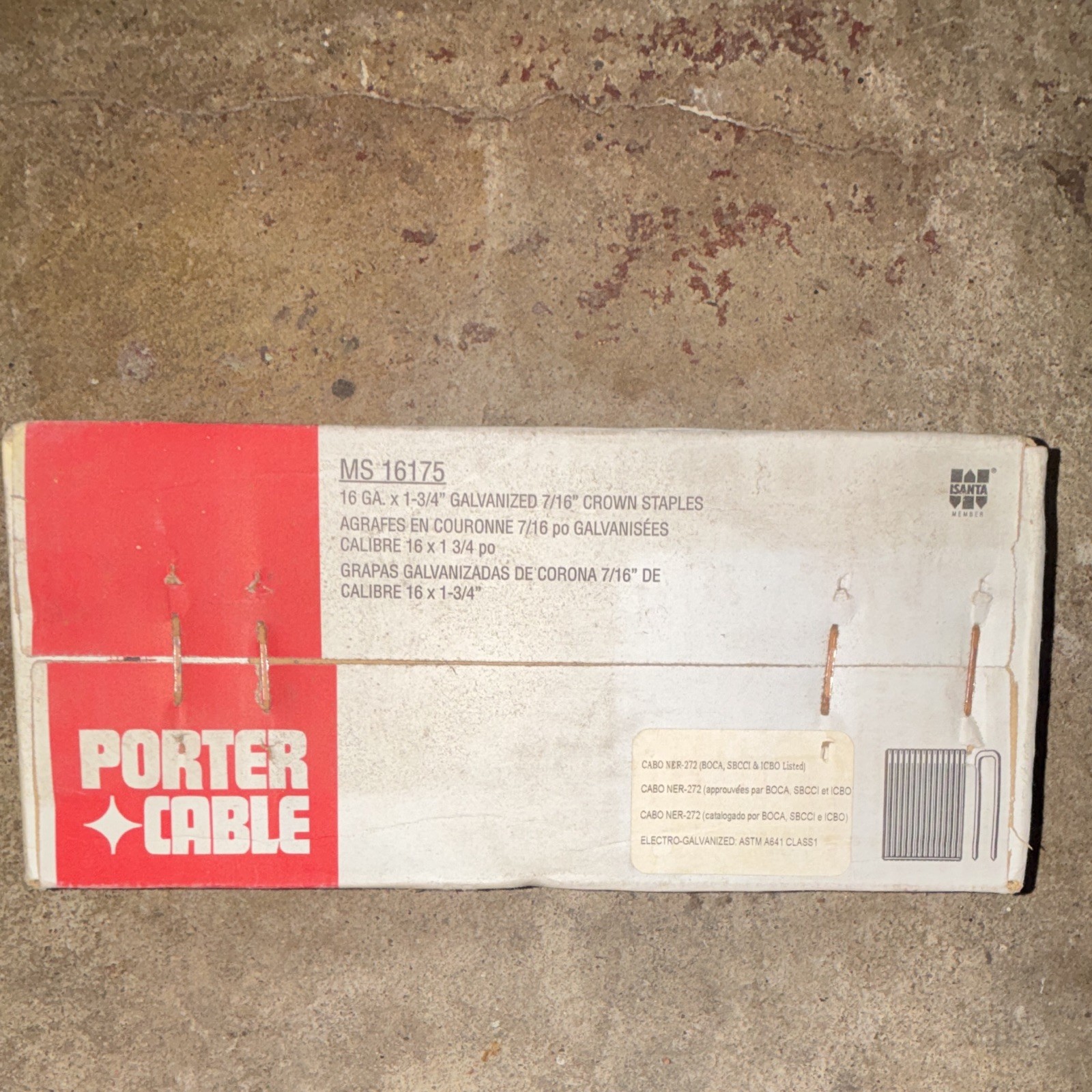 Porter-Cable 16 Ga 1-3/4in 7/16in Crown Galv Staples 10,000 MS16175