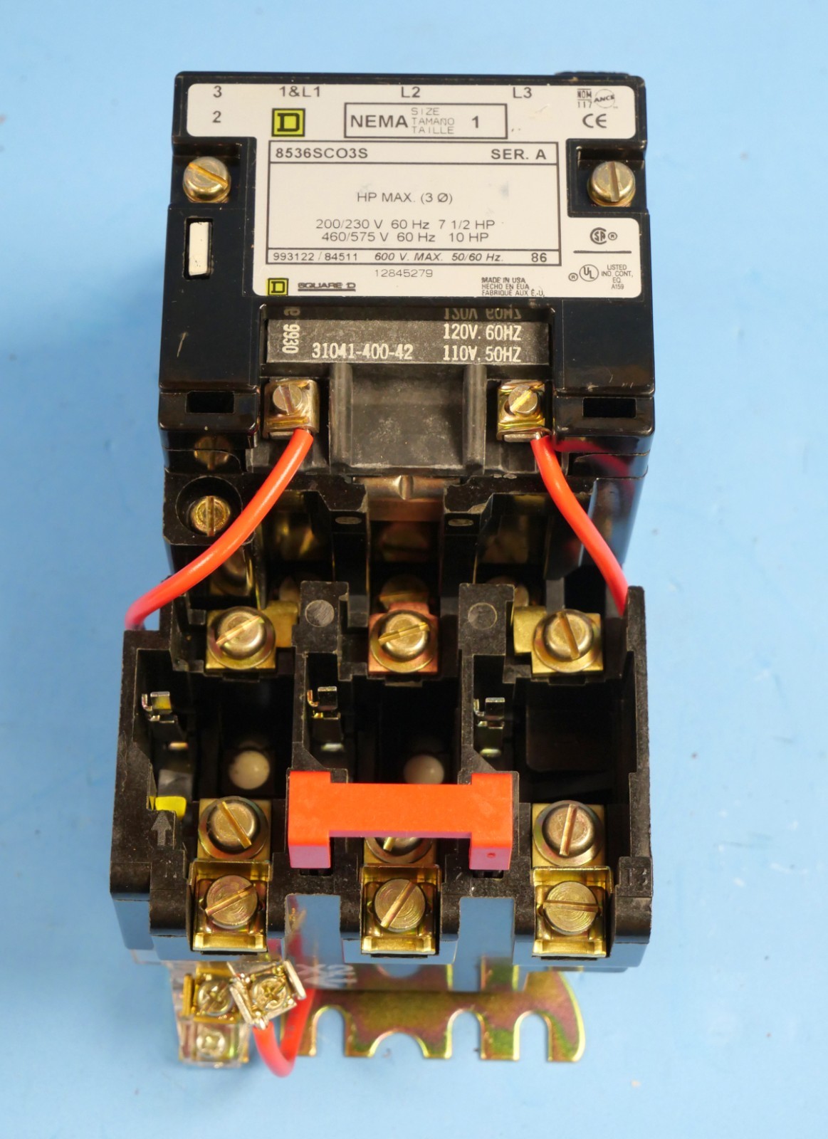 Square D Nema Size 1 Starter 6536SCO3S Series A 120 Volt Coil 6536 SCO3S