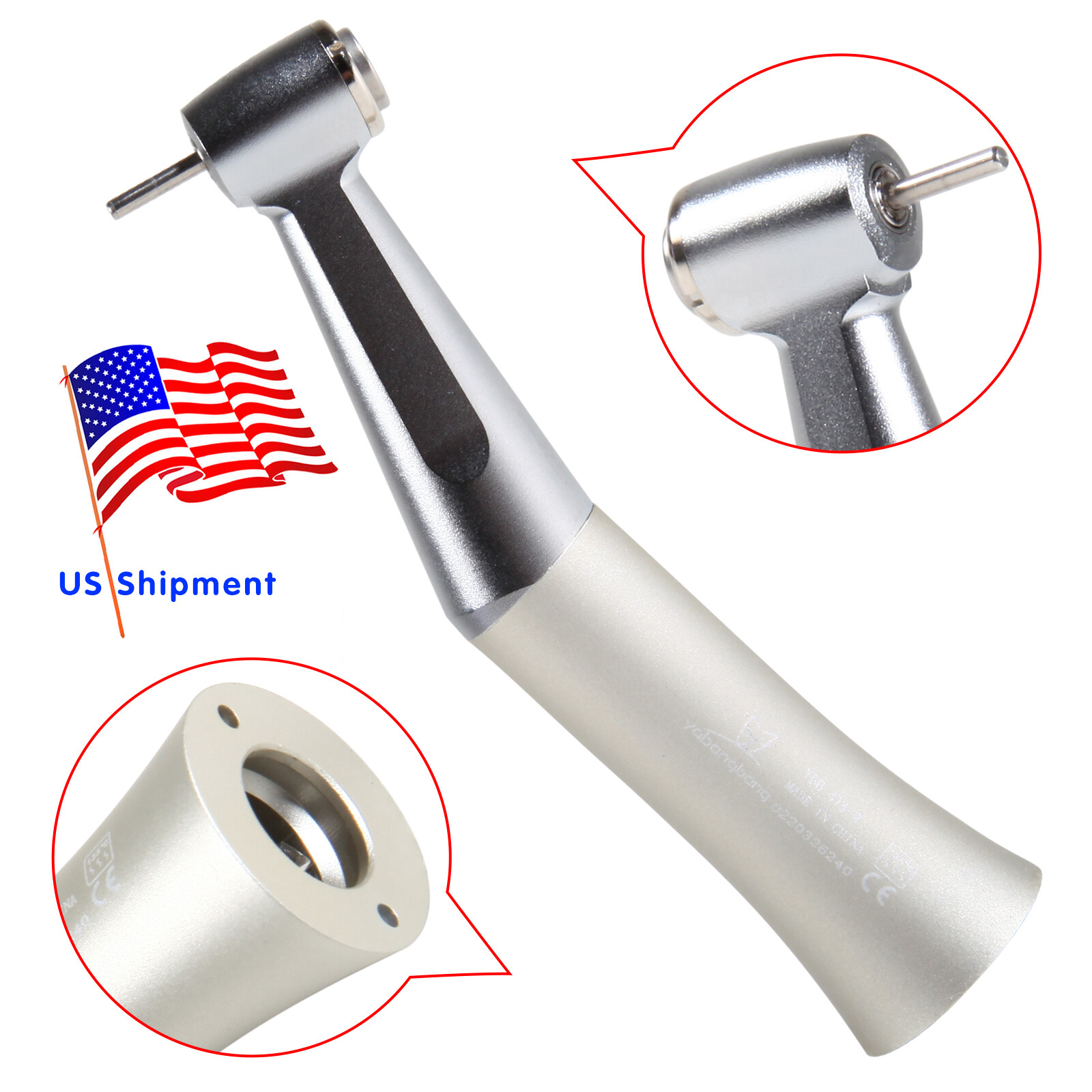 NSK Style Dental Contra Angle Low Speed Handpiece Push Button fit FG Burs 1.6mm