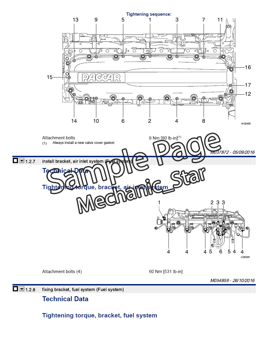 Paccar MX13 EPA17 Engine Service Manual USB 2017 2018 2019 2020 Shop Overhaul