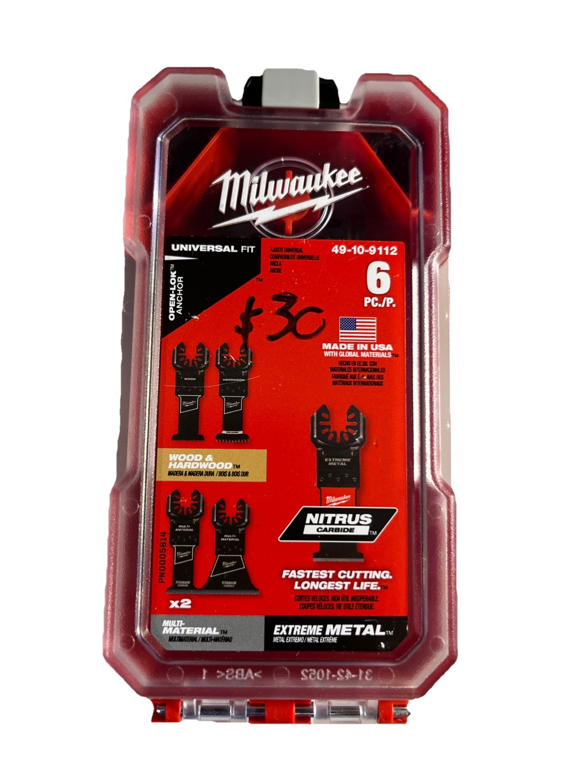 Milwaukee OPEN-LOK 49-10-9112 Multi-Tool Blade Kit with Storage Case – 6 Piece