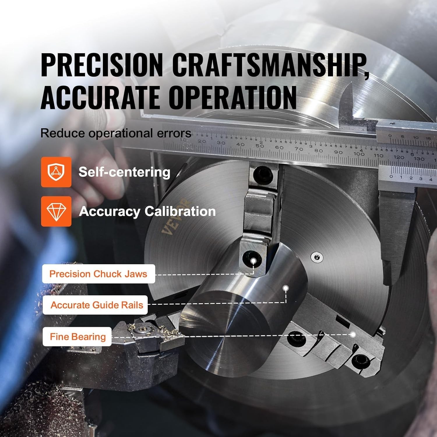 HT300 8-Inch Self-Centering 3-Jaw Lathe Chuck for Metal Machining