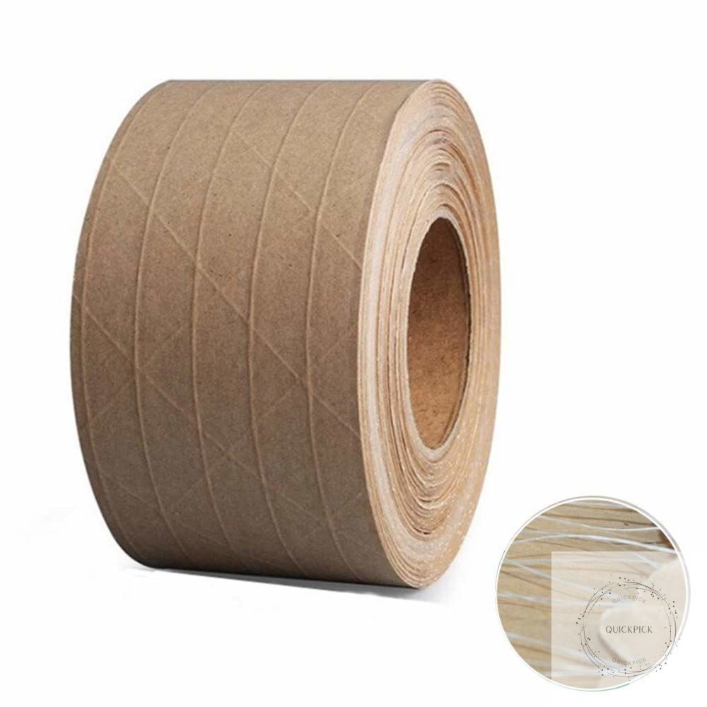 Reinforced Gummed Kraft Paper Packing Tape, Water Activated Kraft Tape, 50 yds