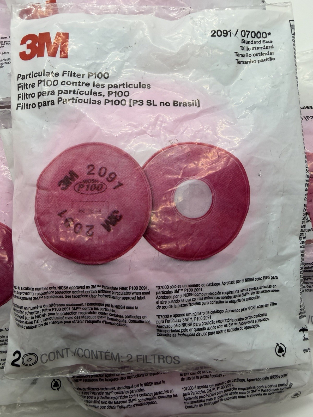 10 Packs Of 3M 2091 NIOSH P100 Particulate Filter Expires 05/2028