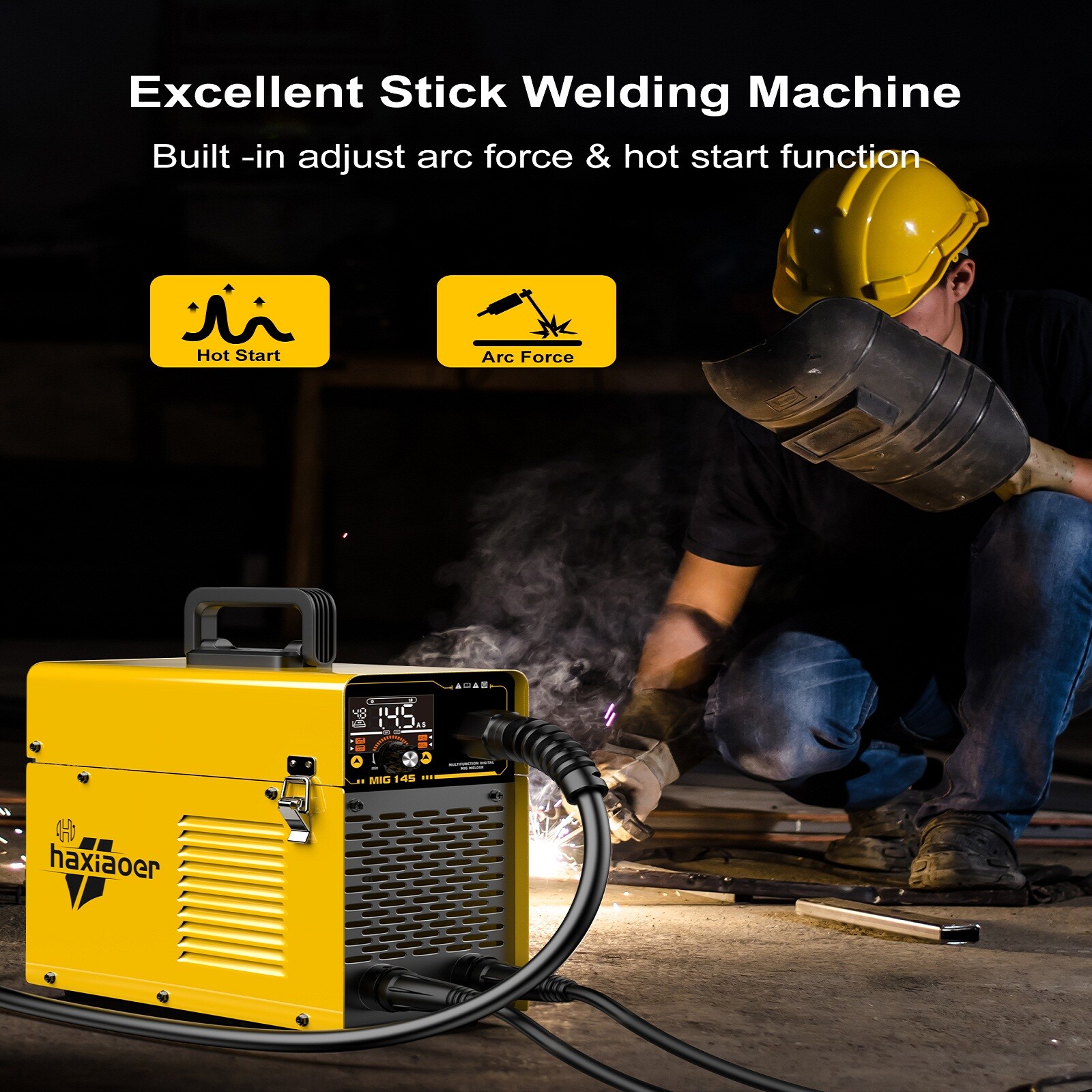 145A MIG Welder 110V Flux Core Gasless MIG/Stick/Lift TIG with TIG Welding Torch