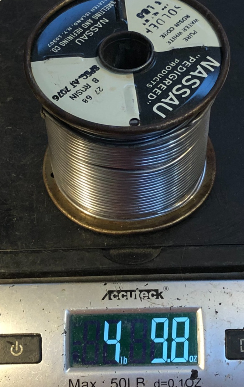 4lb 10oz Spool Nassau Western Electric Solder AT 7076 Pure Rosin Water White