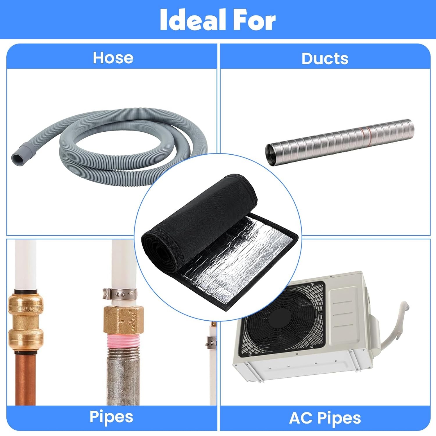 2Pack HVAC Copper Pipe Insulation Cover 72″x10.8″ Outdoor AC Line Wrap