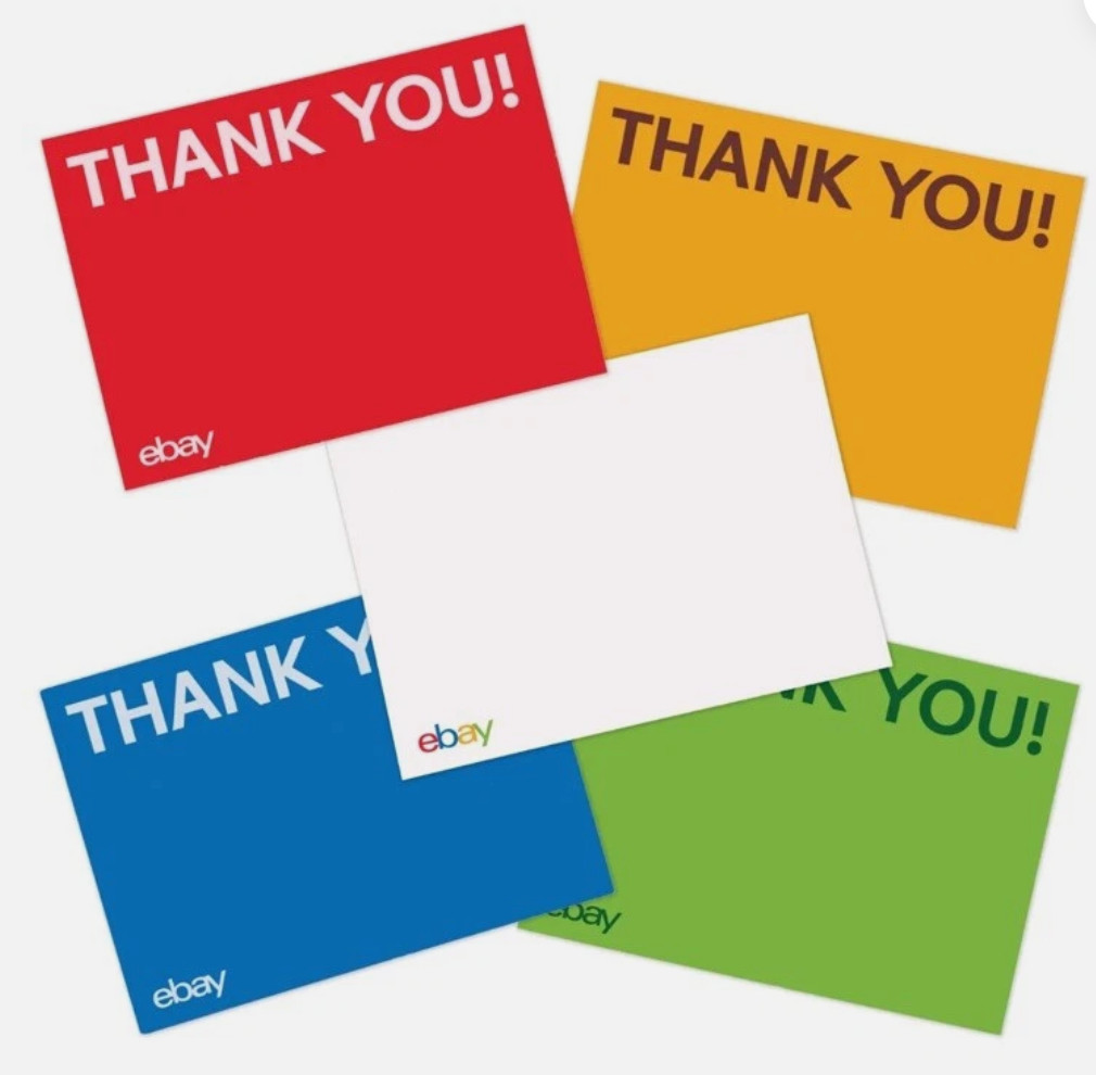 100 eBay Thank You Cards 4 Colors Red Blue Yellow Green Official eBay Cards