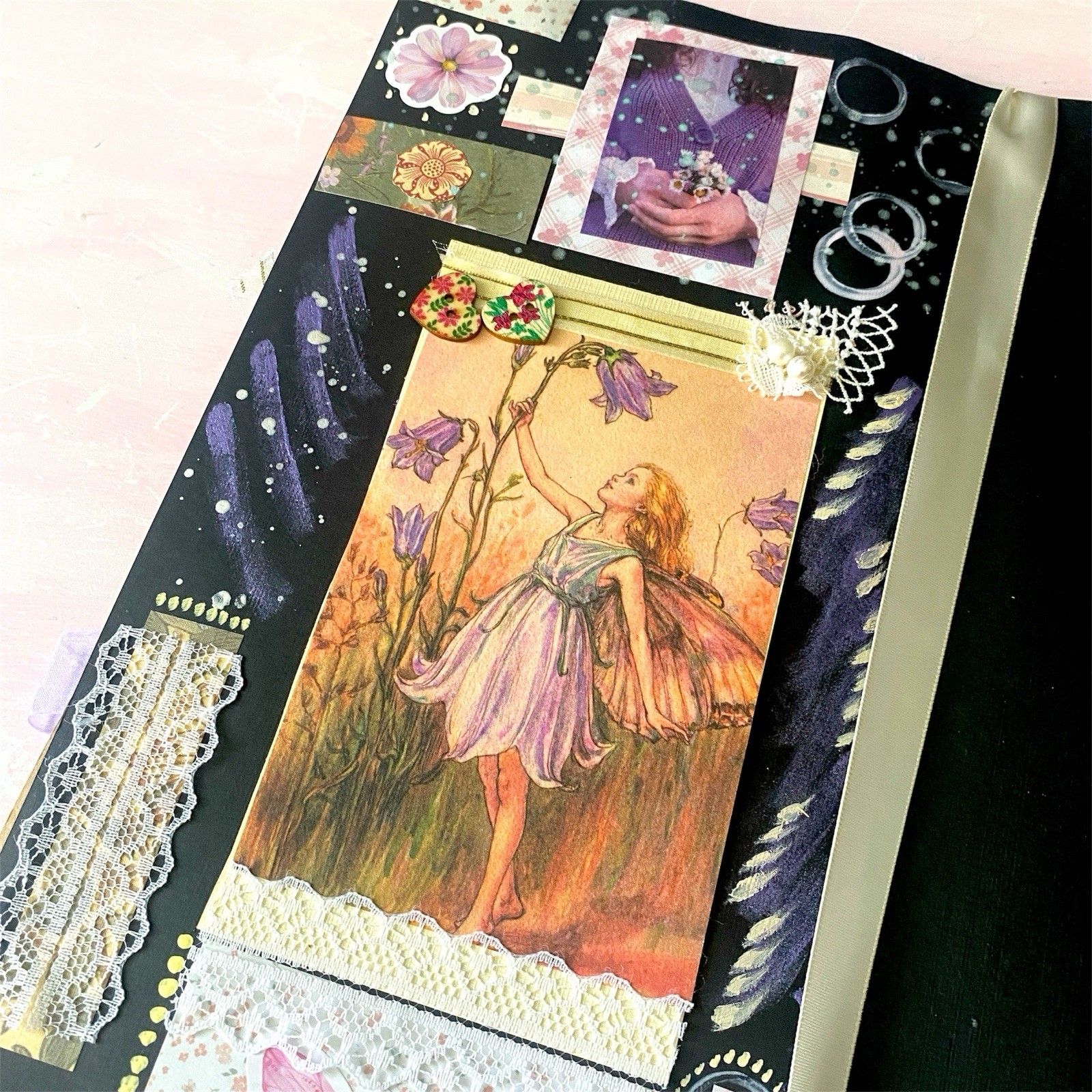Handmade Art Junk Journal Mixed Media Collage Book Abstract Cardstock 12×6”