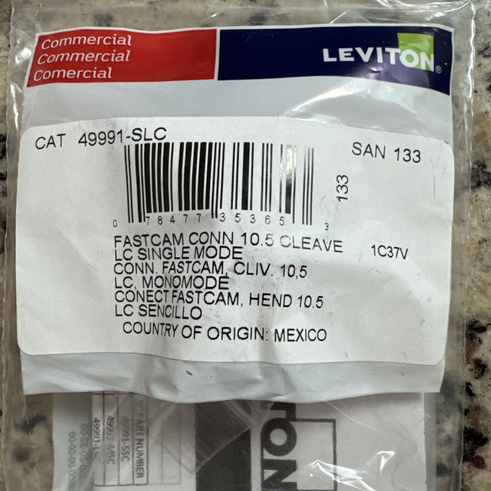 Leviton 49991-SLC SAN 133 Fastcam Single mode Fiber Connector 10.5
