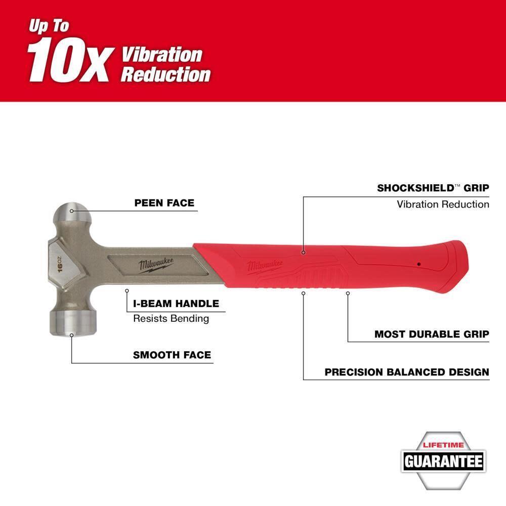 Milwaukee 16Oz Steel Ball Peen Hammer