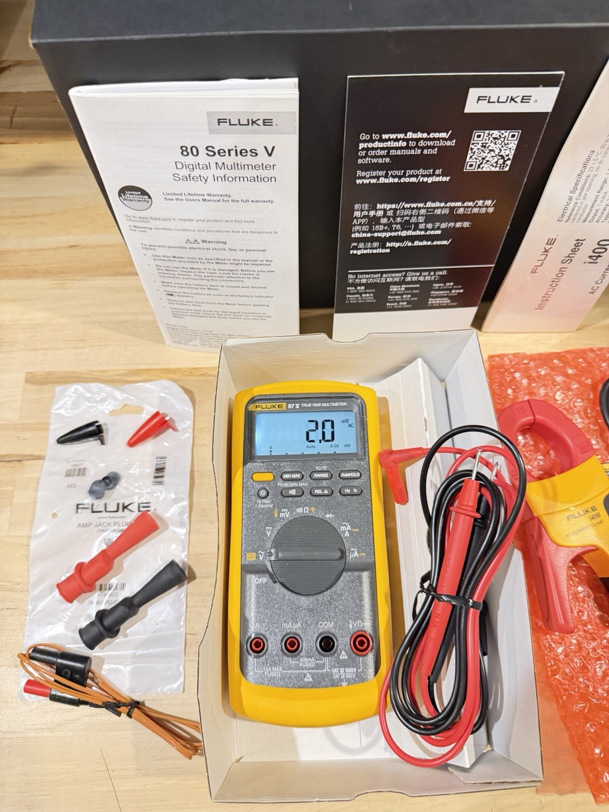 FLUKE 87V/IMSK INDUSTRIAL MULTIMETER SERVICE KIT W/ i400 AC CURRENT CLAMP