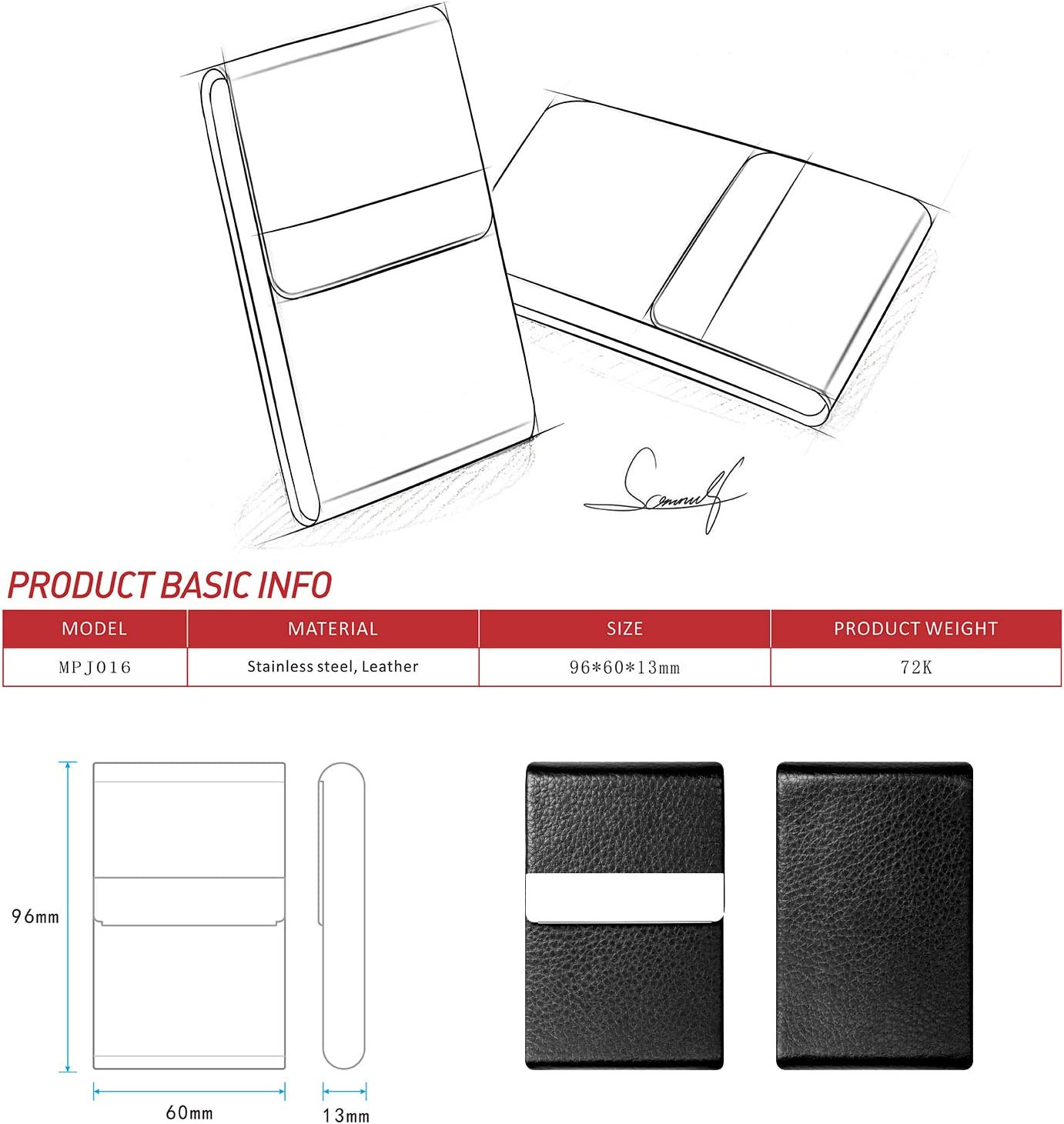 Professional Business Card Holder PU Leather Business Card Case Name Card Holder