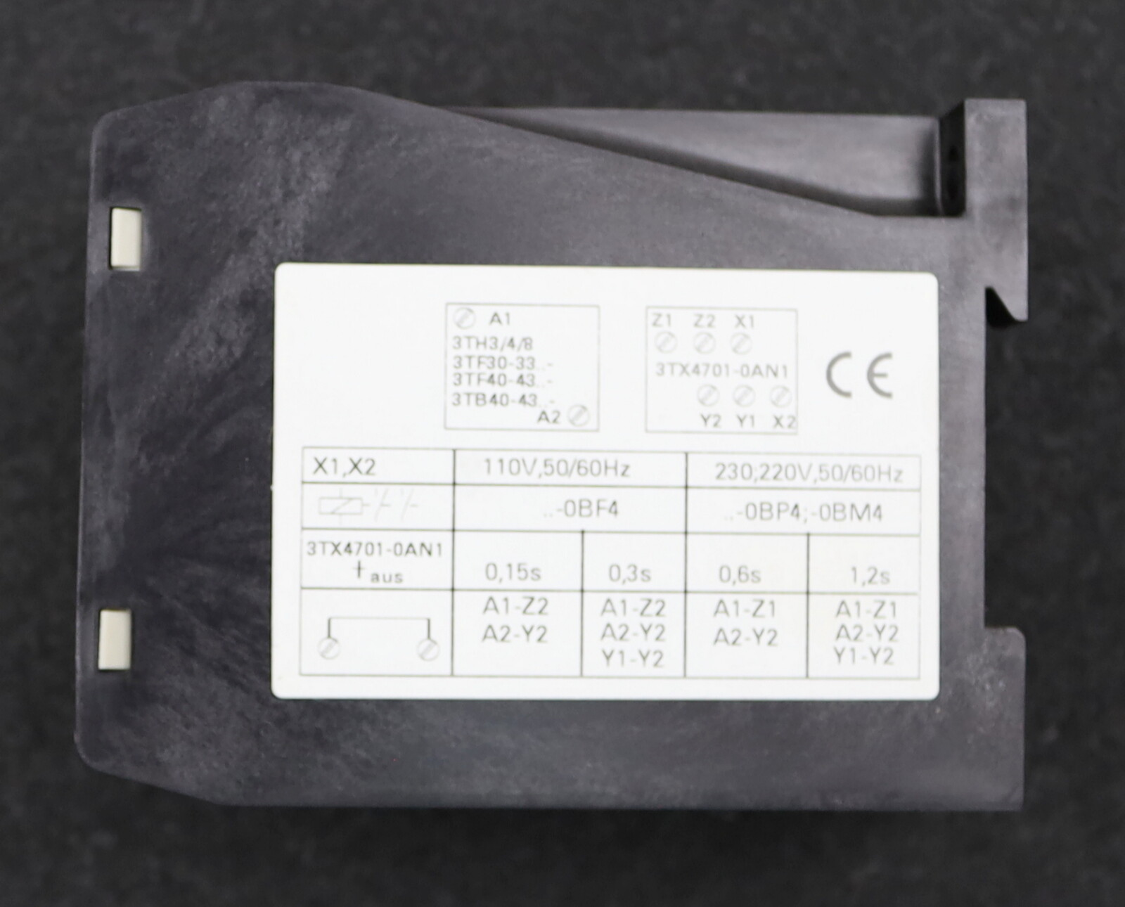 Siemens Switch Off Delay 3TX4701-0AN1 220V 50-60Hz 110V 50-60Hz Unused