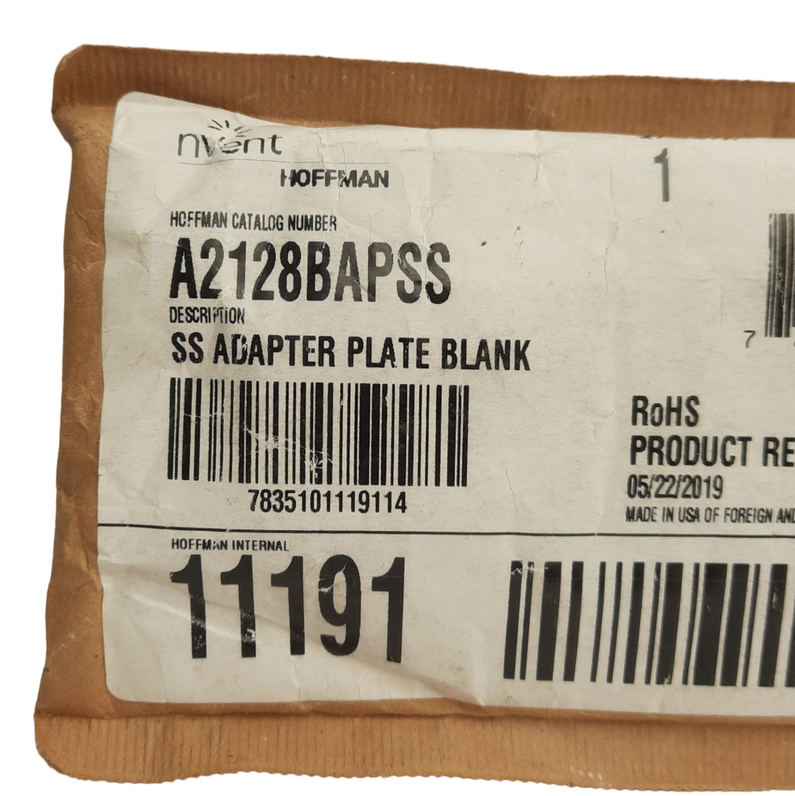 Nvent Hoffman A2128BAPSS Blank Adapter Plates For Large Disconnect Enclosure