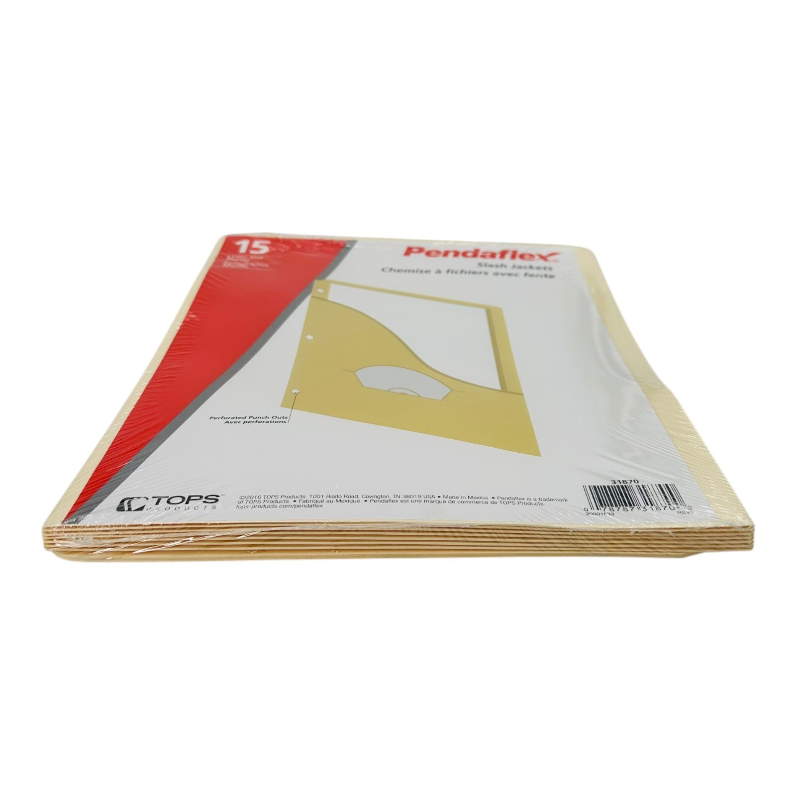 30 Count Pendaflex Slash Jackets 3-Hole Punched Letter Size Manila