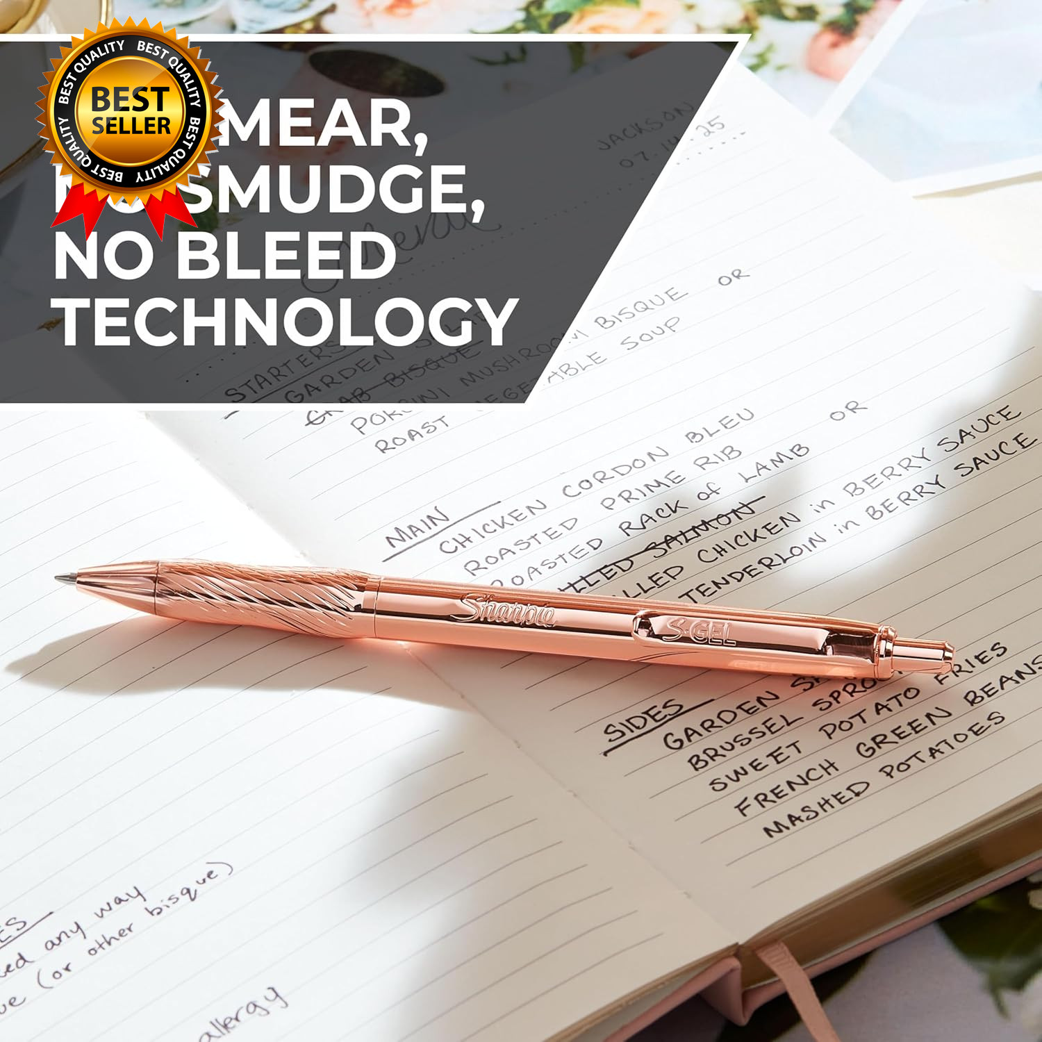 S-Gel Gel Pen Copper Metal Body, Medium Point (0.7Mm) Black Ink Includes 1 Pen