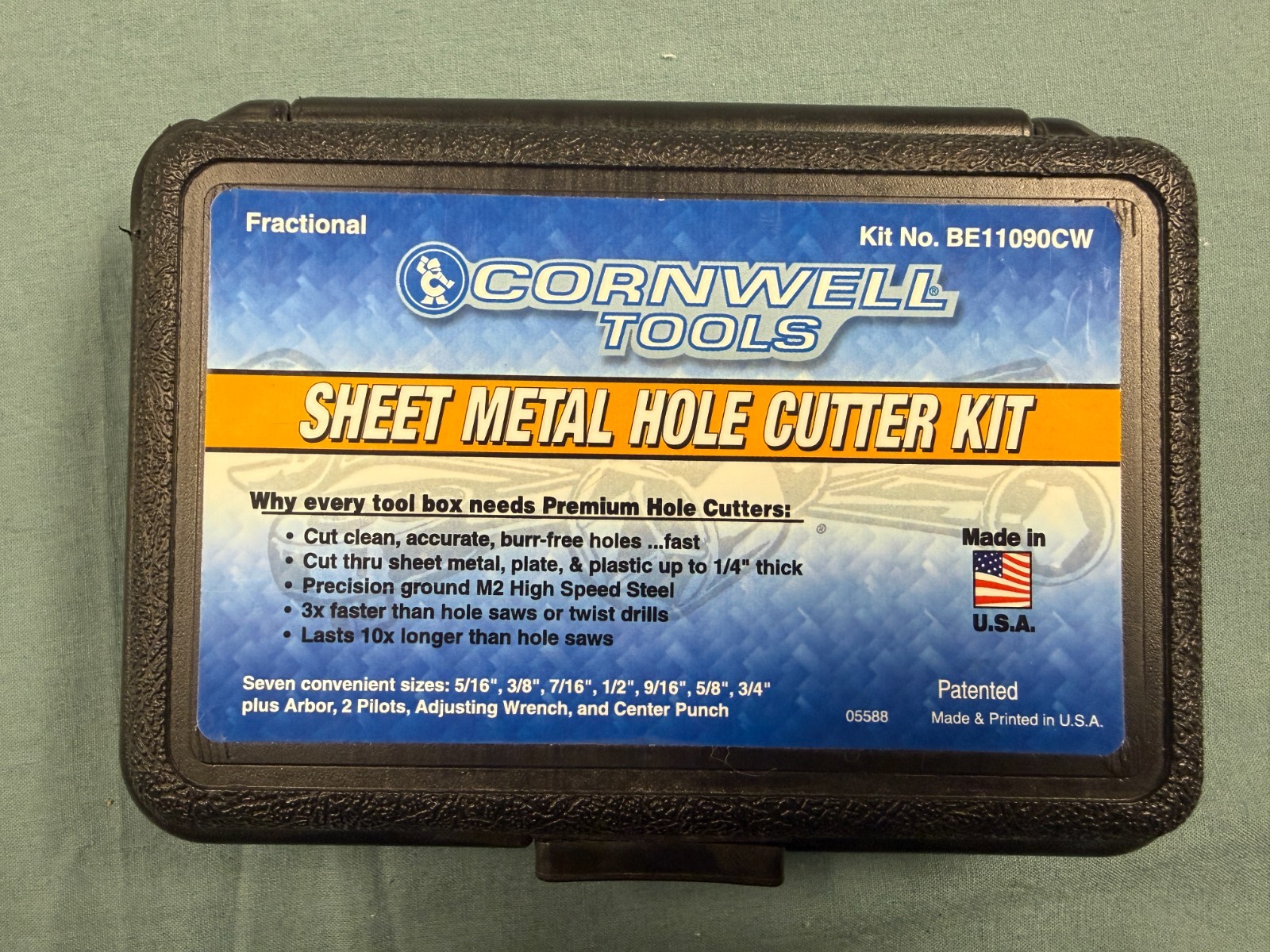 Cornwell Tools BE11090CW Sheet Metal Hole Cutter Kit- Fractional