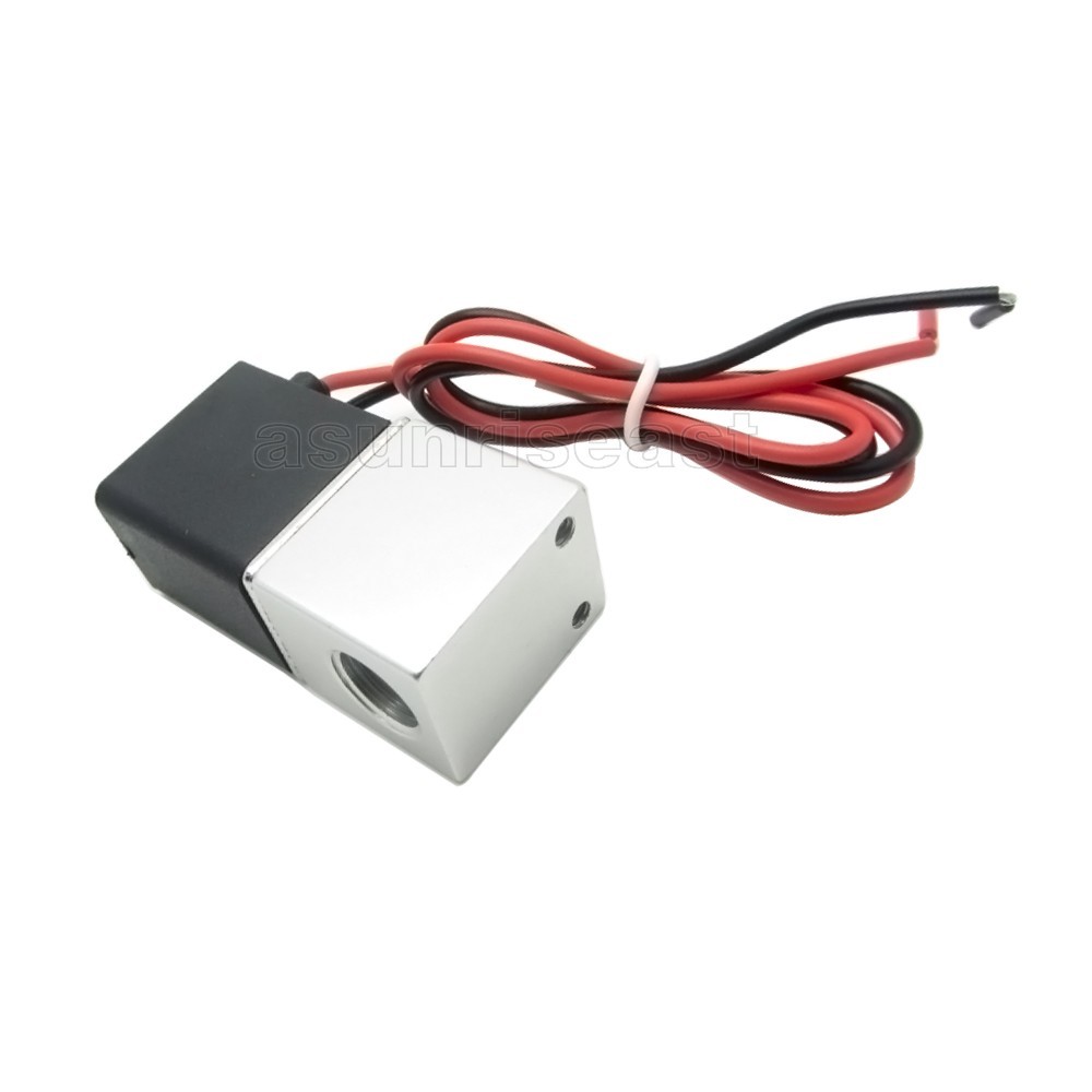 Pre-wired 12V DC Pneumatic Solenoid Valve 2 Way 2 Position Lead Wires + Fittings