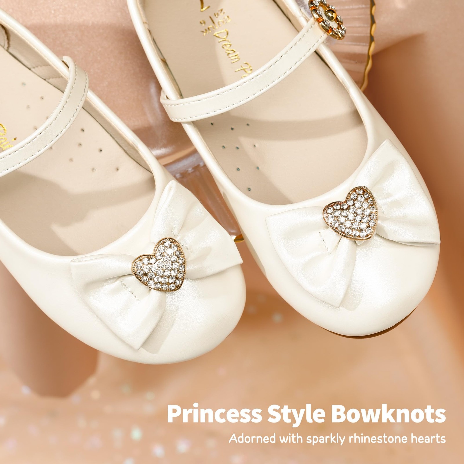 Girls Mary Jane Dress Shoes for Toddler Heart Rhinestone Front Bow Ballerina …