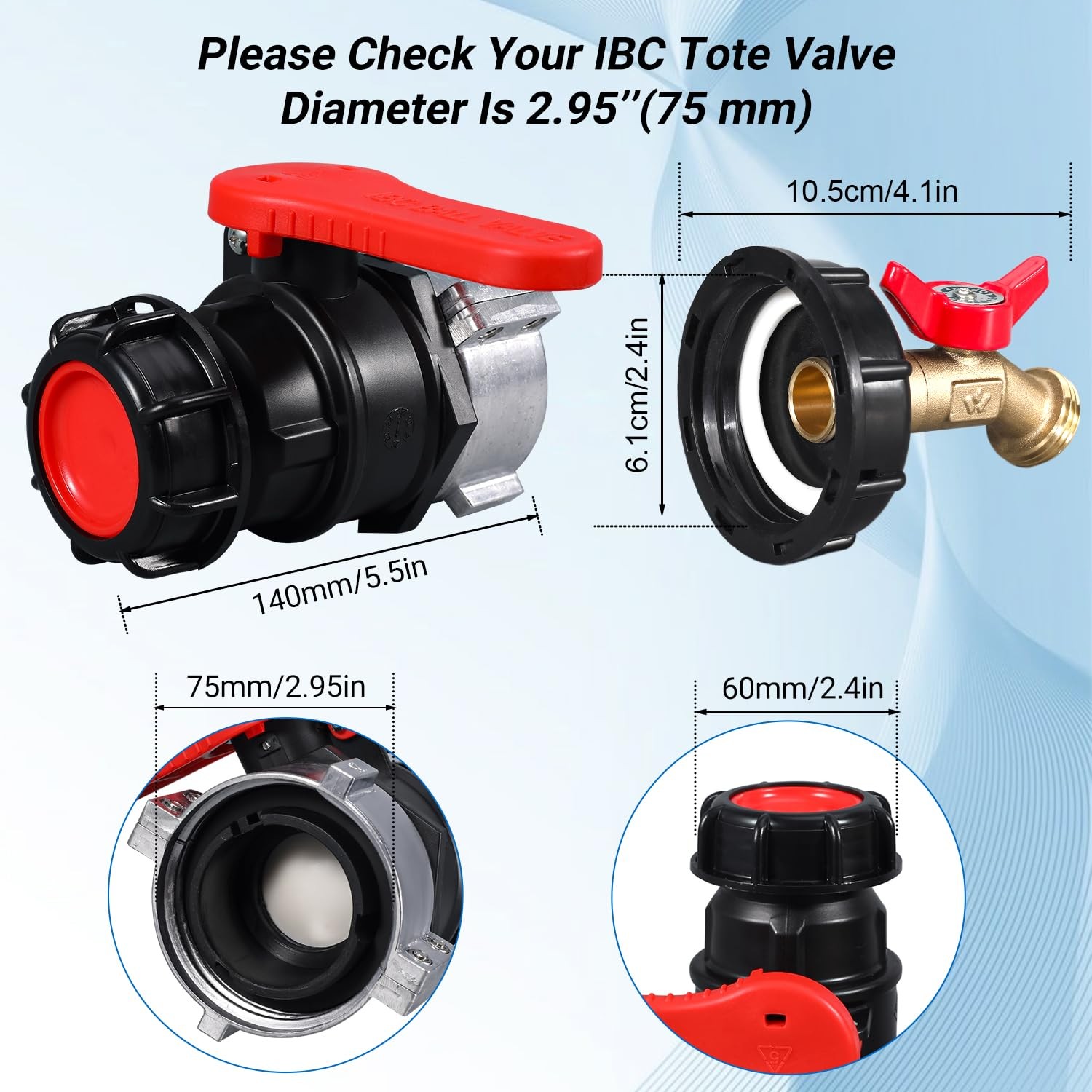 1 PC IBC Tote Valve 2.95″ Coarse Thread Tank Drain Ball Valve DN50 Fitting