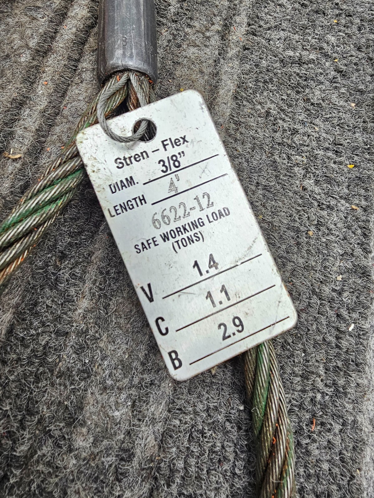 (QTY 2) Stren-Flex 6622-12 3/8″ x 4ft Wire Rope Sling Eye & Eye