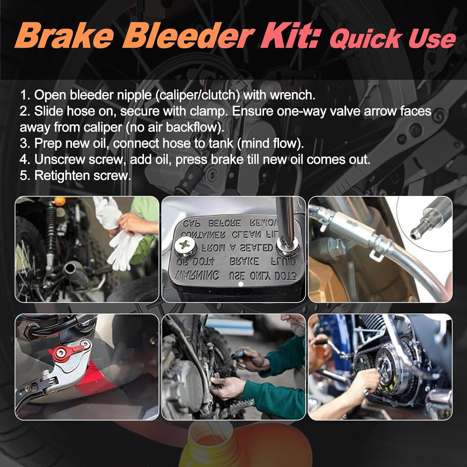 Brake Bleeder Hose with One Way Check Valve – Universal Brake Bleeding Kit