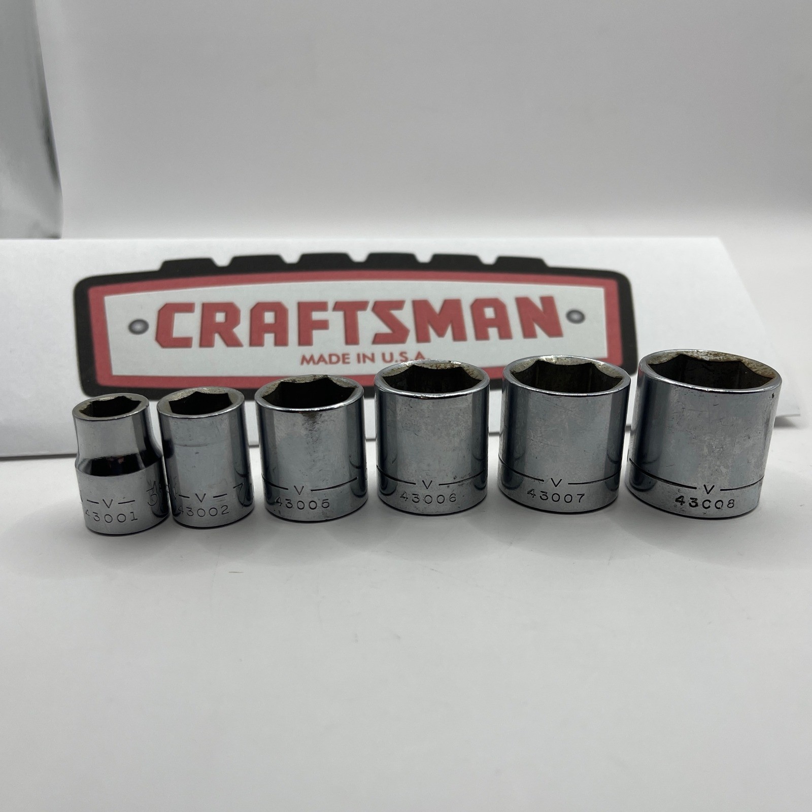 Craftsman 6pc 3/8 Drive SAE 6-Point Shallow Socket Set -V- Series Made in USA