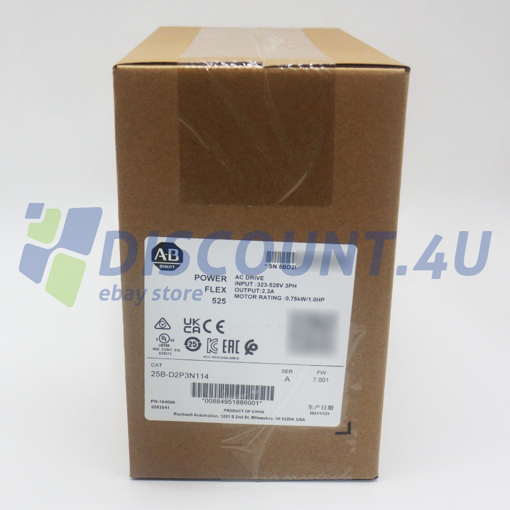 New Sealed Allen Bradley 25B-D2P3N114 /A PowerFlex 525 480V 2.3A 1.0HP IP20 NE