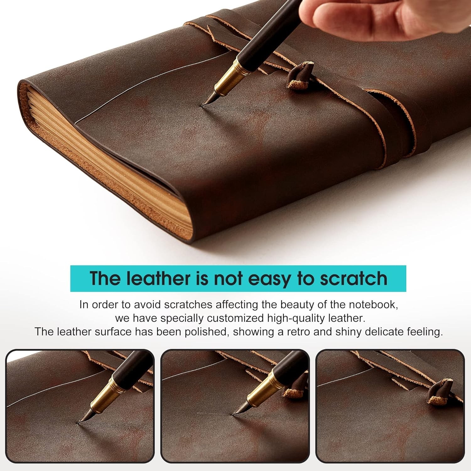 Vintage Leather Journal Notebook, 8×10 Inches, Navy Blue