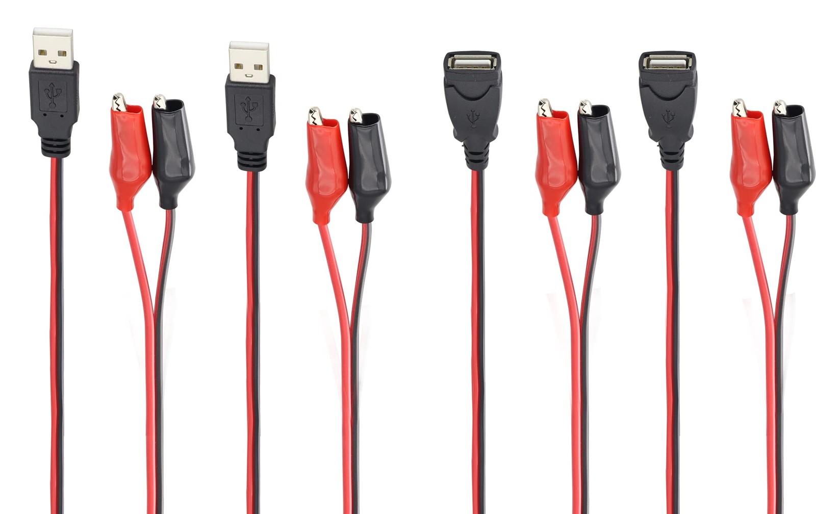 HCFeng USB to Alligator Clip Adapter Cable – Jumper Probe Test Wire red/black