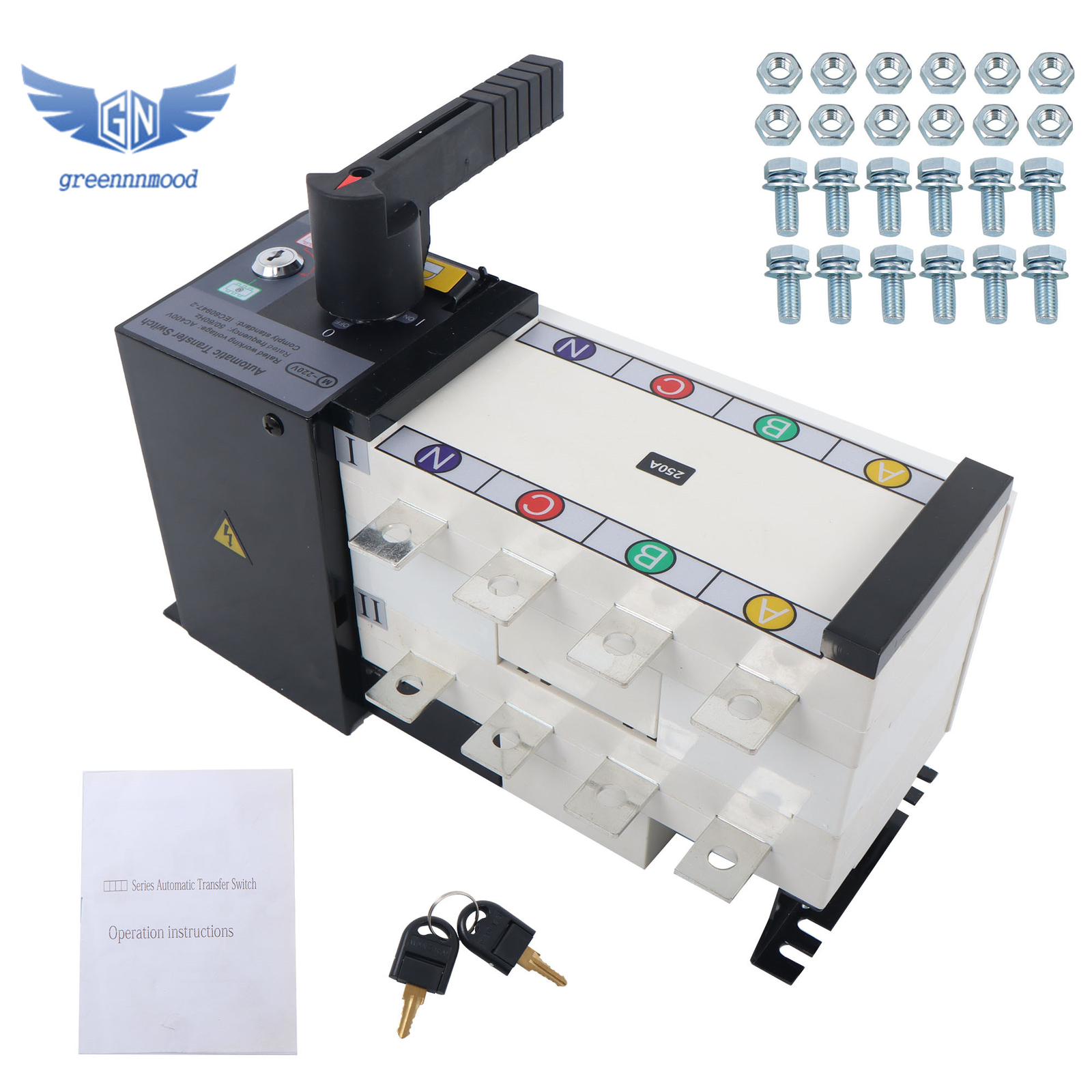 250A 4 Poles 110V 220V Industrial Automatic Transfer Switch Grid to AC Generator
