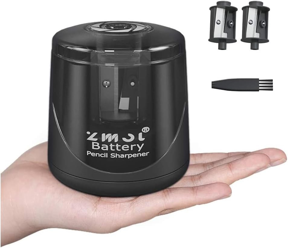 Mini Electric Pencil Sharpener Battery Operated Double Blade Portable 3 Blades
