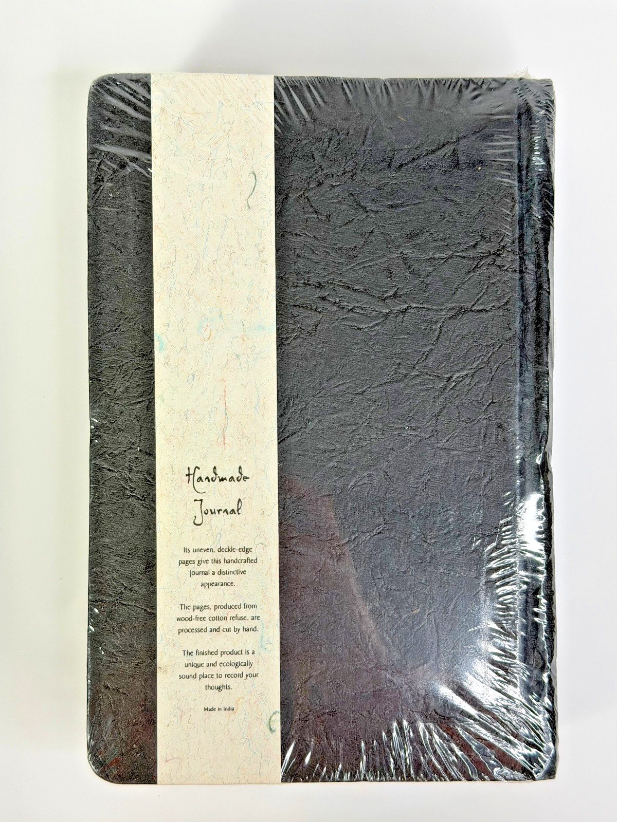 Handmade Blank Journal Deckle-Edge Cotton Pages / Black Hardback Made in India