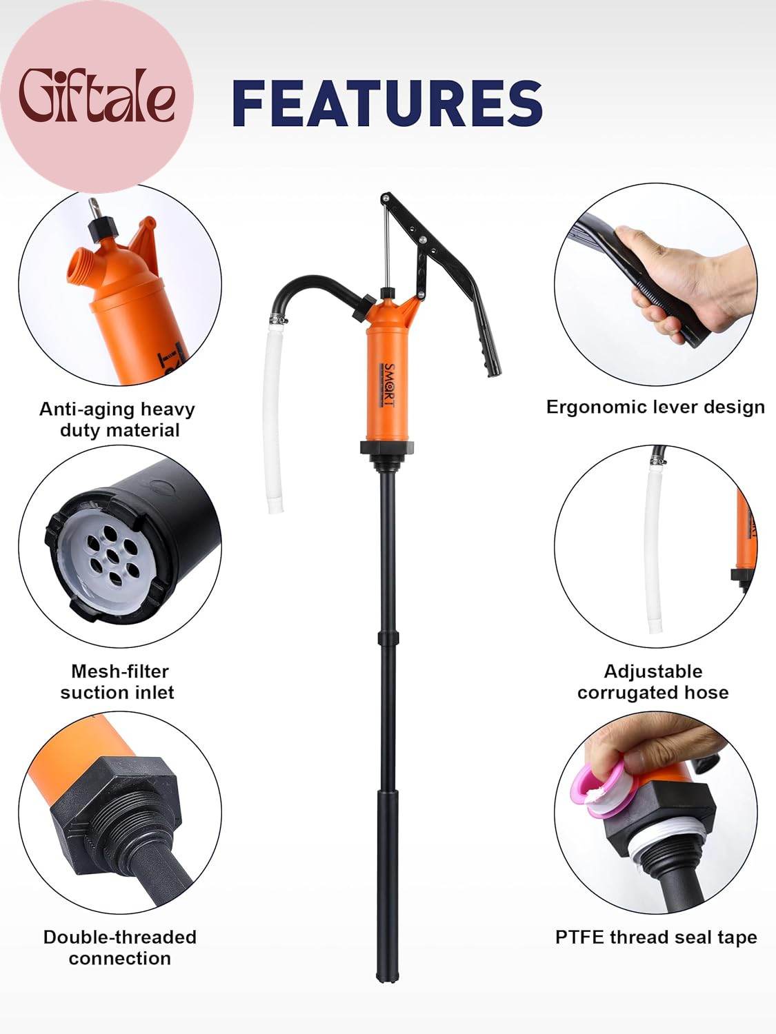 – 55 Gallon Drum Pump | Heavy Duty Manual Rain Barrel Pump for Water, DEF & Corr