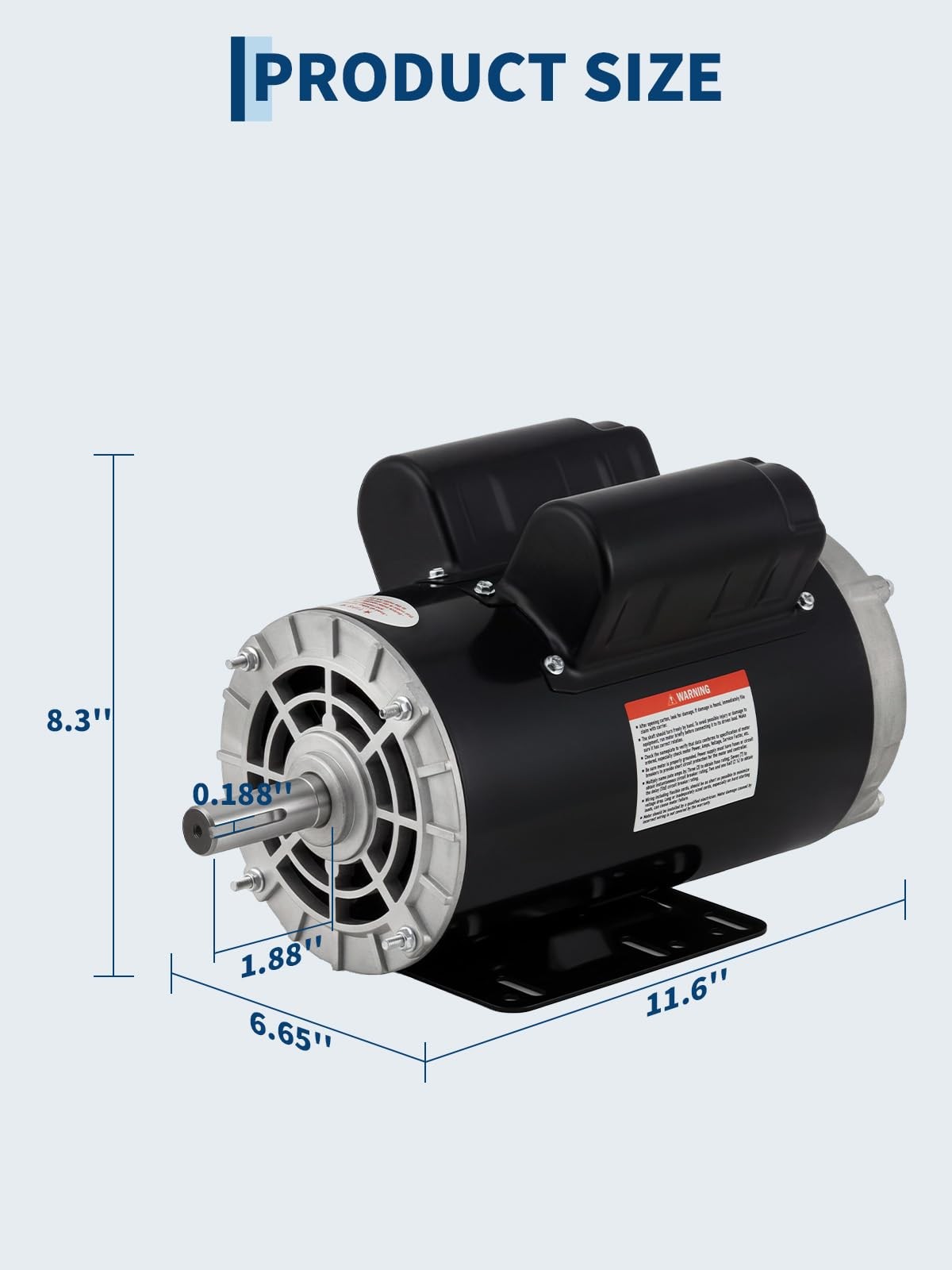 2/3/3.7/5 HP SPL Electric Air Compressor Motor 56 Frame 3450 RPM 7/8″,5/8″ Shaft