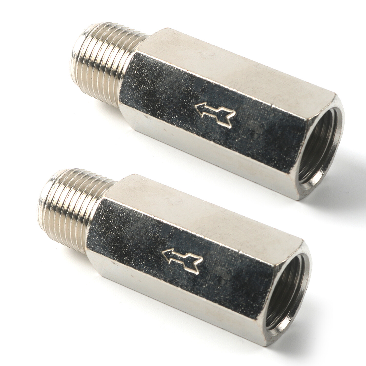 2 Pieces 3/8″ Female To 3/8″ Male NPT Check Valve, Nickel Plated Brass 92833