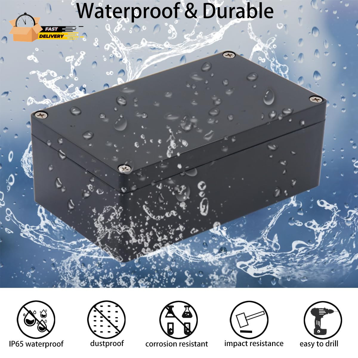 Project Box IP65 Waterproof Junction Box ABS Plastic Black Electrical