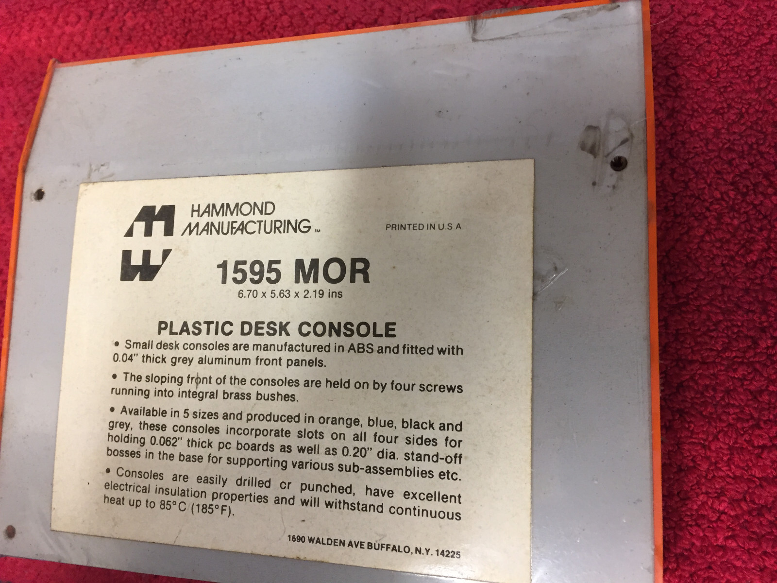 HAMMOND MFG 1595MOR PLASTIC BOX DESK CONSOLE 6.70 X 5.63 X 2.19