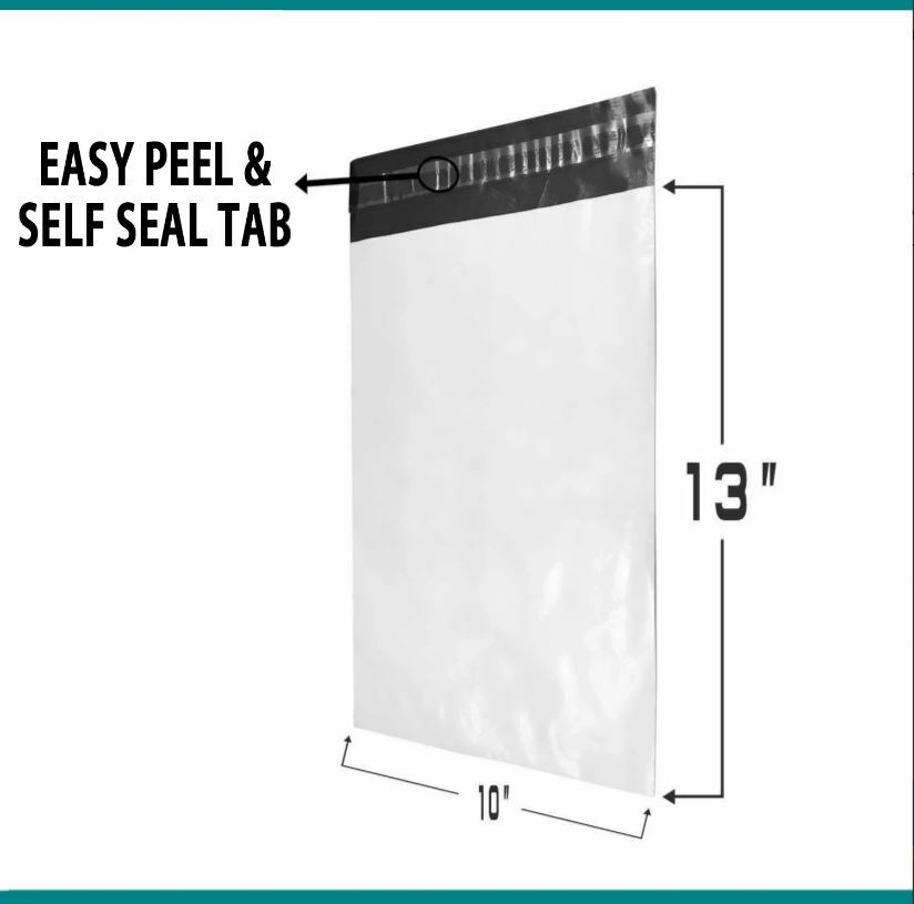 10 Pieces White Poly Mailers Envelopes Shipping Bags Non-Perforated in 2.5 mil