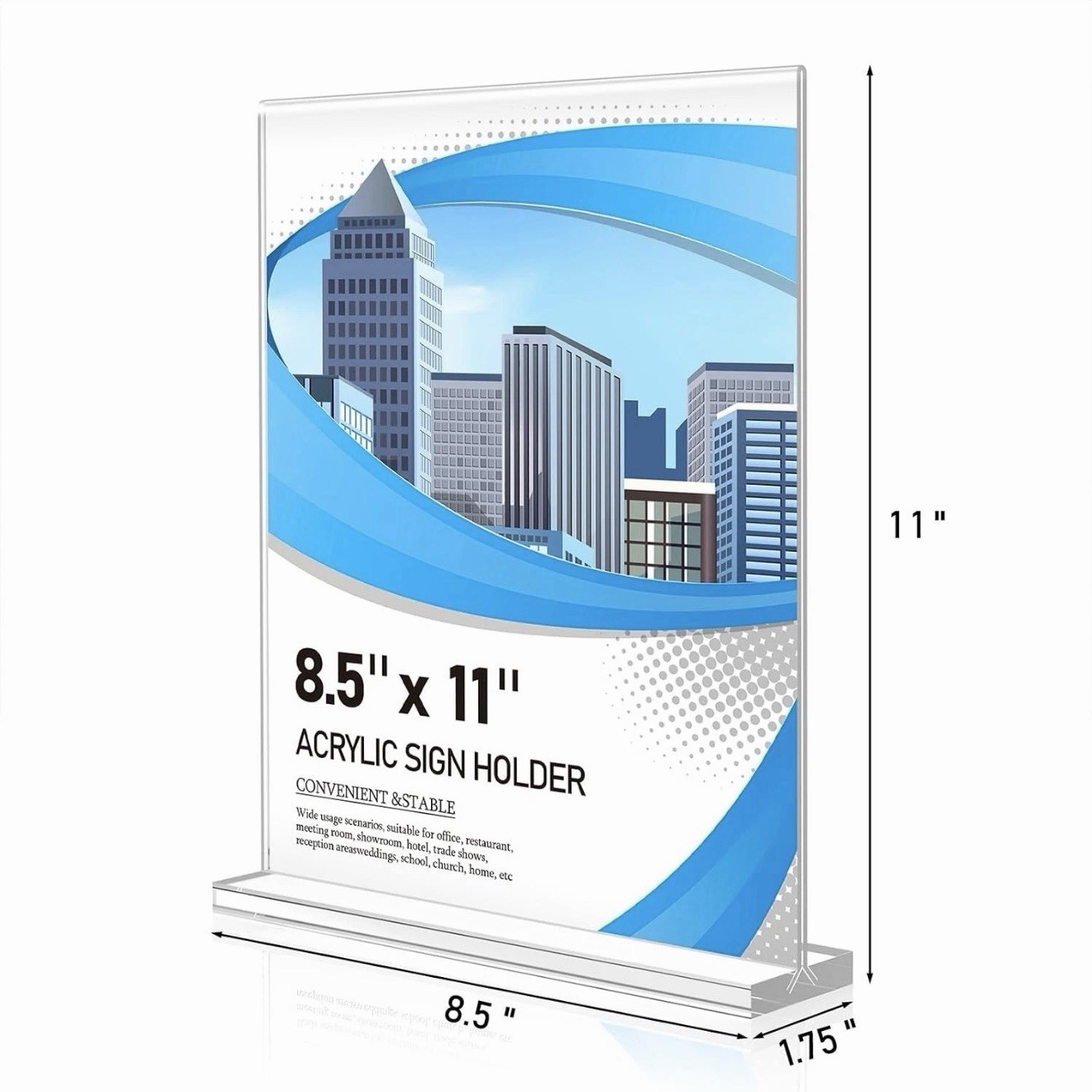 Acrylic Sign Holder, Double-Sided Stand up Table Top Sign Holders, Clear Acrylic