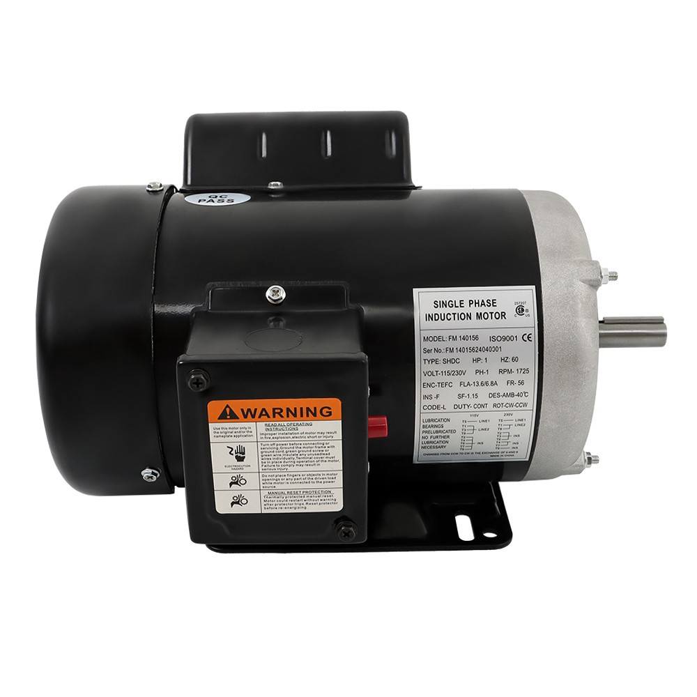 Farm Duty Single Phase Motor 1 HP 1750RPM 115V/230V 56 Frame 13.6/6.8A CW/CCW