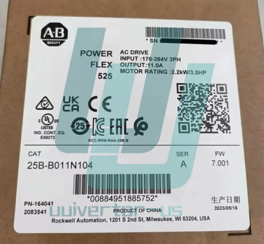 Allen-Bradley 25B-B011N104 Ser A PowerFlex 525 AC Drive 3HP New