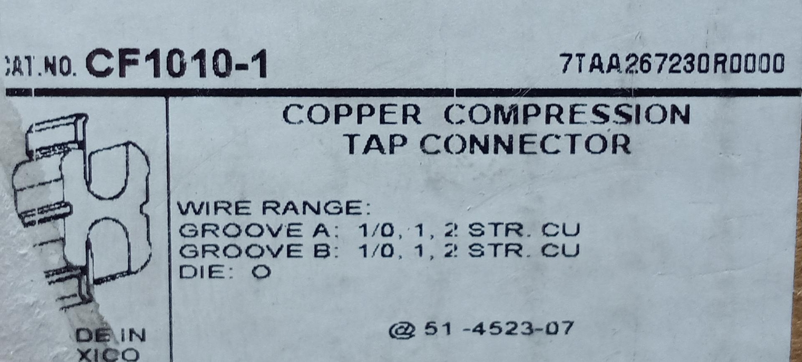 Lot of 5 ABB Blackburn – CF1010-1 Copper Compression Tap Connector1/0-2 AWG
